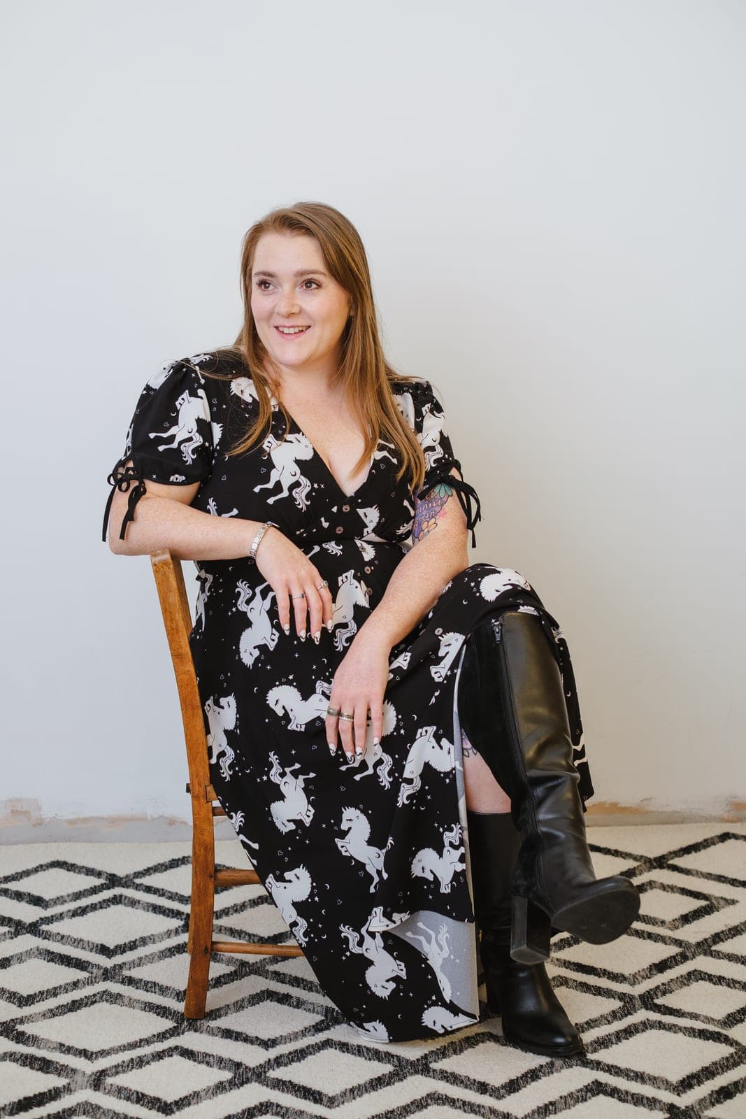 Chloe Wallace relaxed and smiling, away from her desk